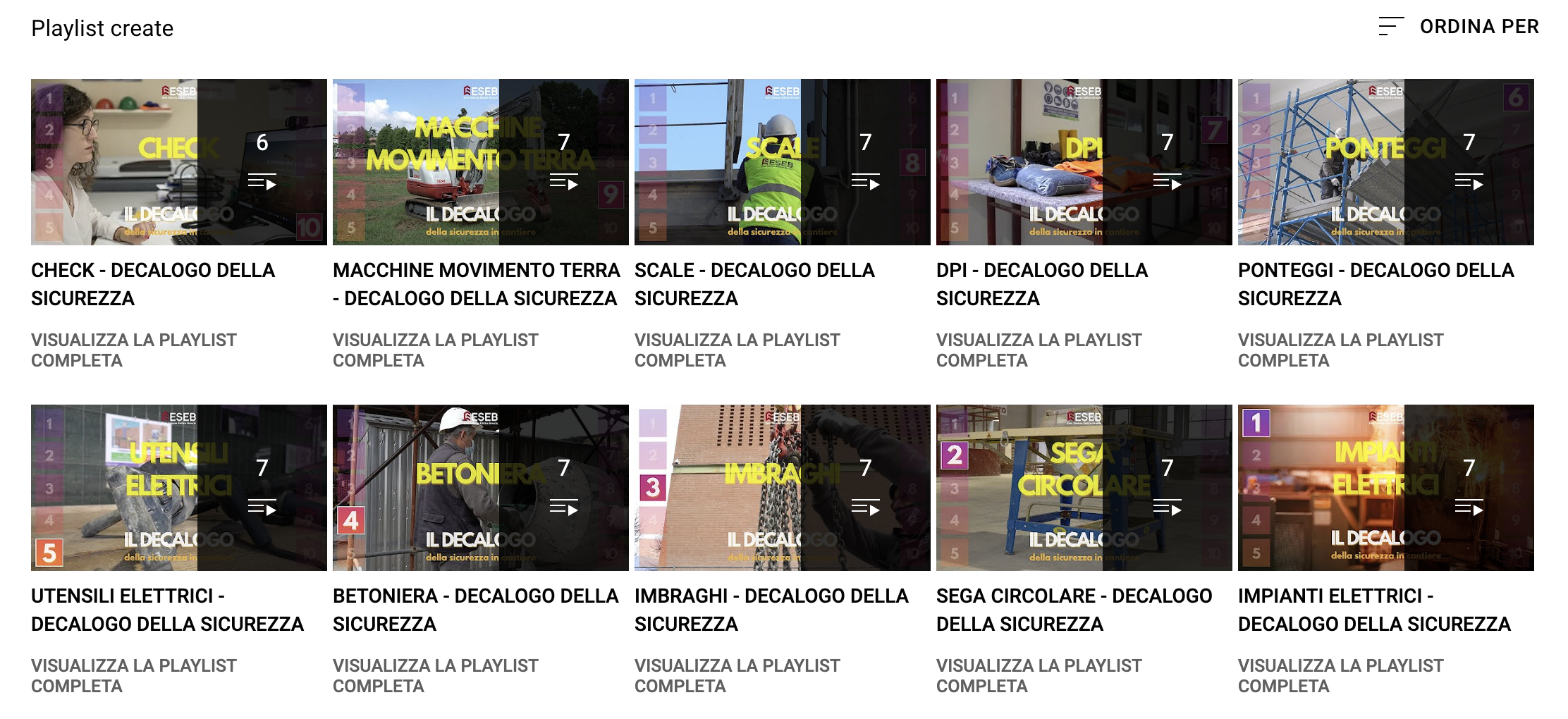 Eseb | Play list video tutorial sicurezza in cantiere